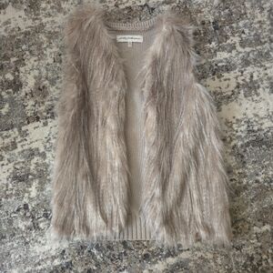 Faux Fur Vest in Taupe Sebby Collection Womens Size XL